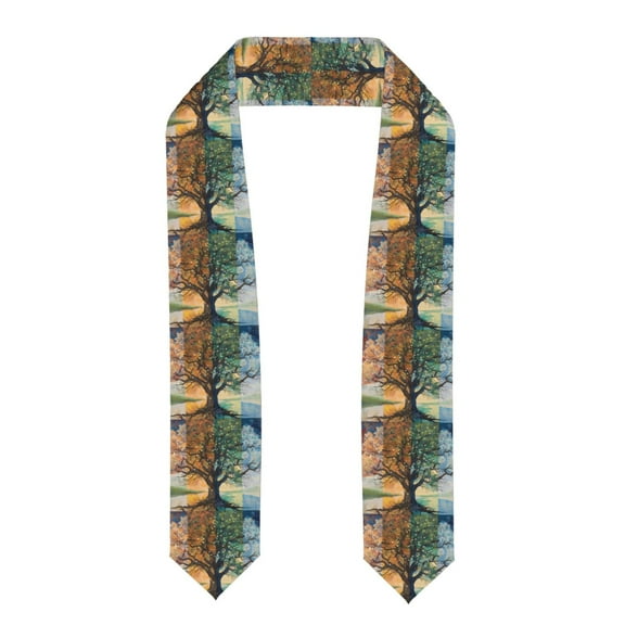 Fuzoiu Seasonal Tree Reflection Print Graduation Sash,Graduation Stole,Unisex Adult Graduation Stole Shawl 91" Long,for Academic Commencements Shawl-Flattened