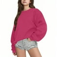 thumbnail image 2 of Falling Saving! HVOBTTY Toddler Long Sleeved Pullover Sweatshirt, Girl's Fall and Winter Tops, Girls Soft Casual Solid Color Round Neck Everyday Wear Pullover Tops Hot Pink, 12-13 Years, 2 of 3