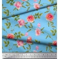 thumbnail image 2 of Soimoi Poly Georgette Fabric Leaves,Rose & Peony Floral Print Fabric by Yard 42 Inch Wide, 2 of 3