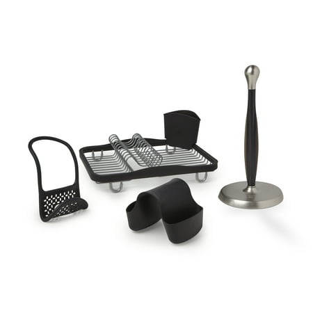 Sink Cartridge Set - Umbra 4 Piece Kitchen Accessories Set with Dish Rack, Paper Towel Holder, Sink Caddy