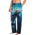 thumbnail image 6 of Naloa Ice Blue Ocean Cute Dolphin Pajama Pants Men, PJ Bottoms, Sleep & Lounge Pants-Small, 6 of 6