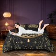 thumbnail image 3 of Homewish Glitter Stars Moon Duvet Cover Queen, Leaves Print Queen Bedding, Gold Black, Black Reversible 3pcs, 1 Duvet Cover and 2 Pillowcases, 3 of 6