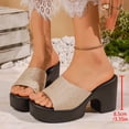 thumbnail image 4 of Eltusu Women Slide Sandals, No Slip High Heel Casual Open Toe Ladies Shoes Beige Size 7.5, 4 of 9