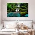 thumbnail image 2 of Elephant Stock Forest Waterfall Scene Wall Art - Horizontal Canvas Wall Art - Living Room Wall Decor - Nature Canvas - Teal And Gray Decor - 48" x 32", 2 of 8