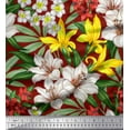 thumbnail image 1 of Soimoi Red Poly Georgette Fabric Leaves & Lily Floral Print Sewing Fabric Yard 52 Inch Wide, 1 of 3