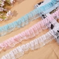 thumbnail image 5 of 20Yards 2-Layer Blue Pleated Organza Lace Ribbon Gathered Mesh Chiffon Fabric Lace Applique Tulle Trimming, 5 of 7