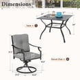 thumbnail image 2 of Summit Living 5-Piece Outdoor Patio Dining Set, Square Patio Table and Swivel Cushioned Chairs for 4, Black & Gray, 2 of 13