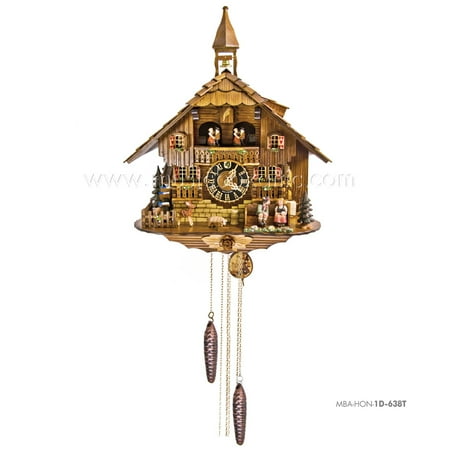 Cuckoo Clock 1 Day Chalet - 1 Day Musical Black Forest Chalet Cuckoo Clock with Bell Tower and Couple By Hönes