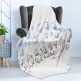 thumbnail image 4 of Baby Soft Flannel Fleece Throw Blanket, Clouds with Closed Eyes Cats Sitting Collars Cartoonish Animal Drawing Feline, Cozy Plush for Indoor and Outdoor Use, 50" x 70", Baby Blue Dusk, by Ambesonne, 4 of 5