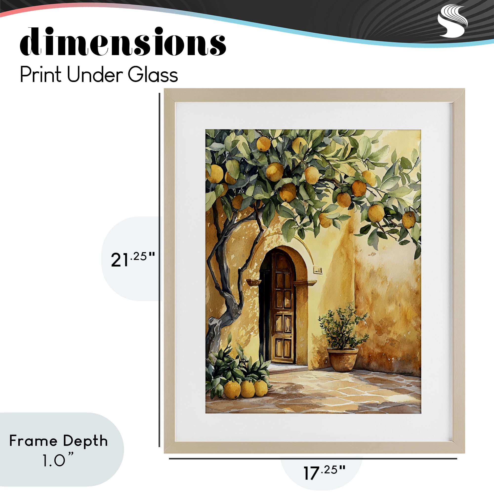 Stupell Industries Mediterranean Courtyard Lemon Tree Birch Framed Print Under Glass, design by LSR Design Studio
