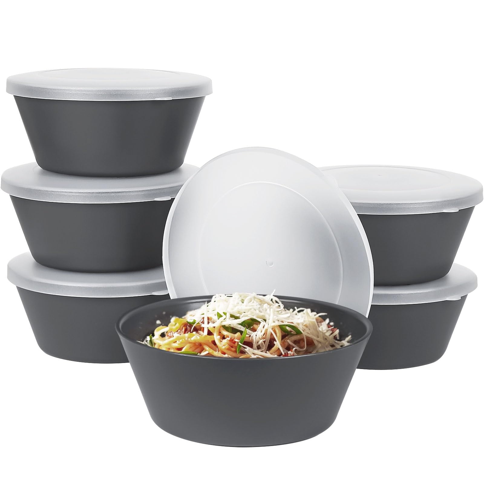 Adewnest Ceramic Bowl with Lid: Soup Bowls with Lids Microwave Safe - Food  Prep Bowls with Lids - Salad Bowls Set of 4 for Lunch, Picnic, Camping 