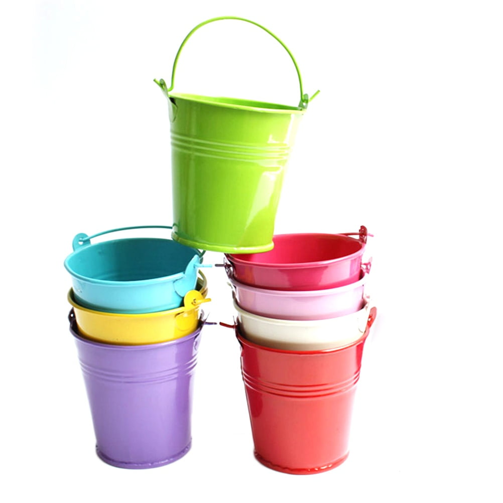 10pcs Balcony Metal Bucket Flower Hanging Pot Garden Pots Plant Flower Holders 7.7 x 7.5 x 5.6cm