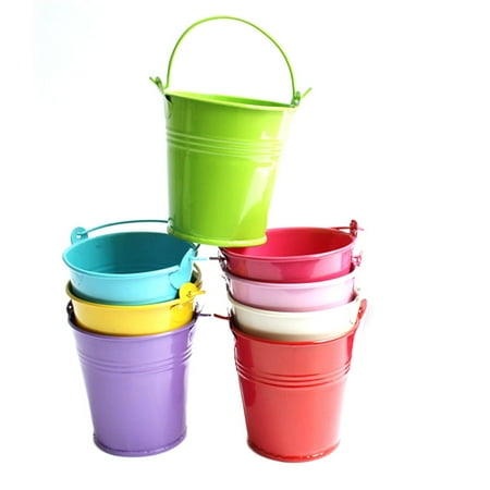 10pcs Balcony Metal Bucket Flower Hanging Pot Garden Pots Plant Flower Holders 7.7 x 7.5 x 5.6cm (Mixed Colors)