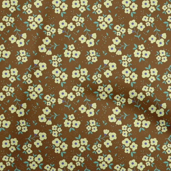oneOone Viscose Chiffon Brown Fabric Kids Floral Sewing Fabric By The Yard Printed Diy Clothing Sewing Supplies 42 Inch Wide