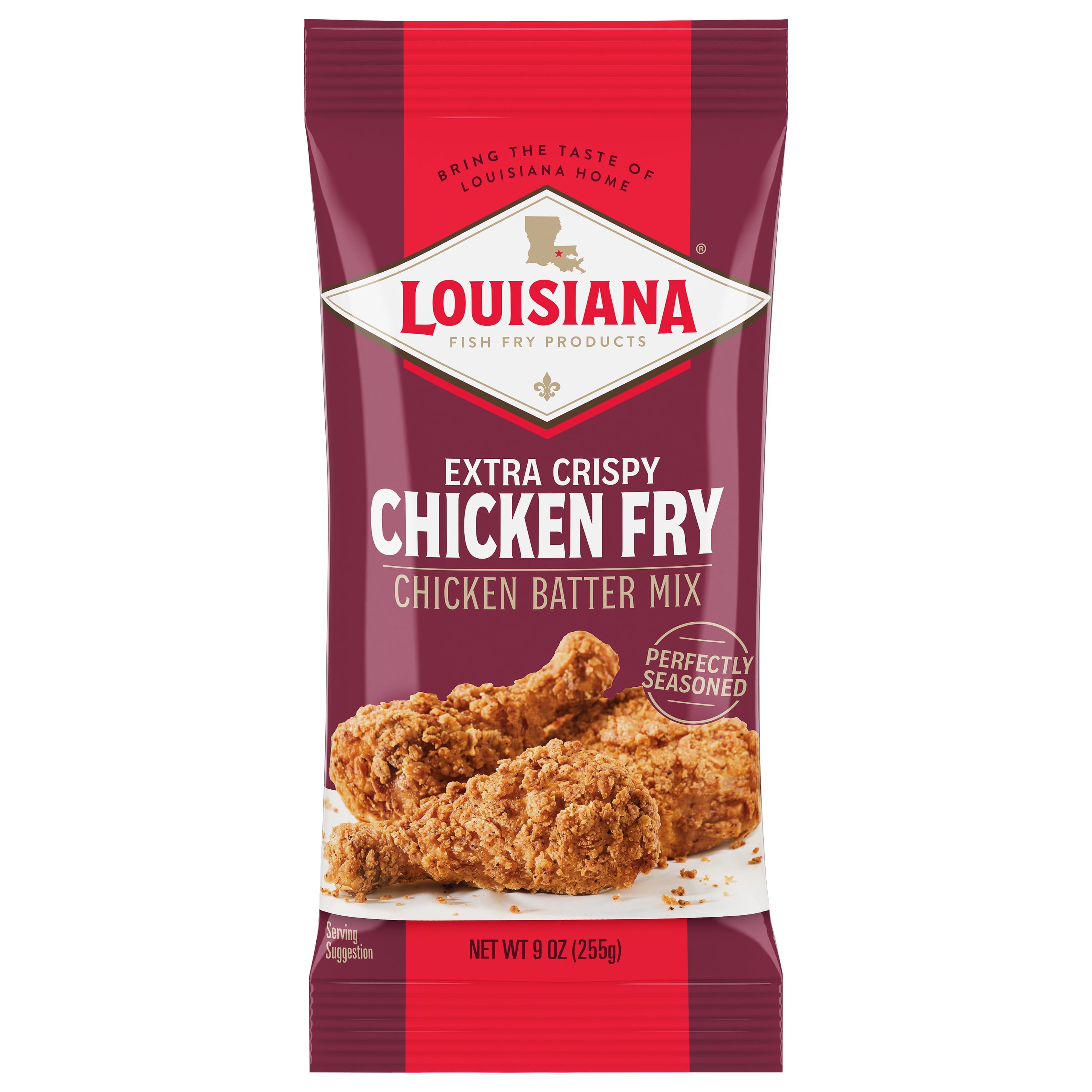 (12 pack) Louisiana Fish Fry Products Extra Crispy Chicken Fry Seasoned Batter and Coating Mix, 9 oz Bag