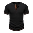 thumbnail image 5 of Annhoo Mens Golf Shirts Casual Crewneck Block Color Ribbed Knit Short Sleeve Dressy Tops Business Clothes, 5 of 8