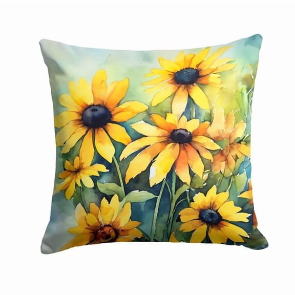 Carolines Treasures DAC1666PW1414 14 x 14 in. Maryland Black-Eyed Susans in Watercolor Throw Pillow
