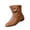Brown, variant on Womens Ruched Slouchy Mid Ankle Boots Slip On Flat Faux leather Casual Booties Wide Fit Large Size Vintage Pull On Fashion Boots for Fall Winter Daily Walking
