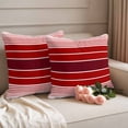 thumbnail image 3 of Pack of 2 Outdoor Pillow Covers 26x26 Inch Waterproof Red Striped Throw Pillow Covers,Decorative Couch Pillow Shams Protectors Modern Minimalist Gradient Lines Country Patio Cushion Pillowcases, 3 of 8