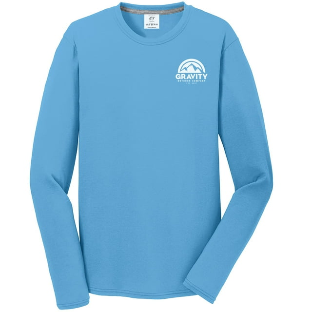 Gravity Outdoor Co. Performance Long Sleeve Shirt - Aqua - White Logo - M