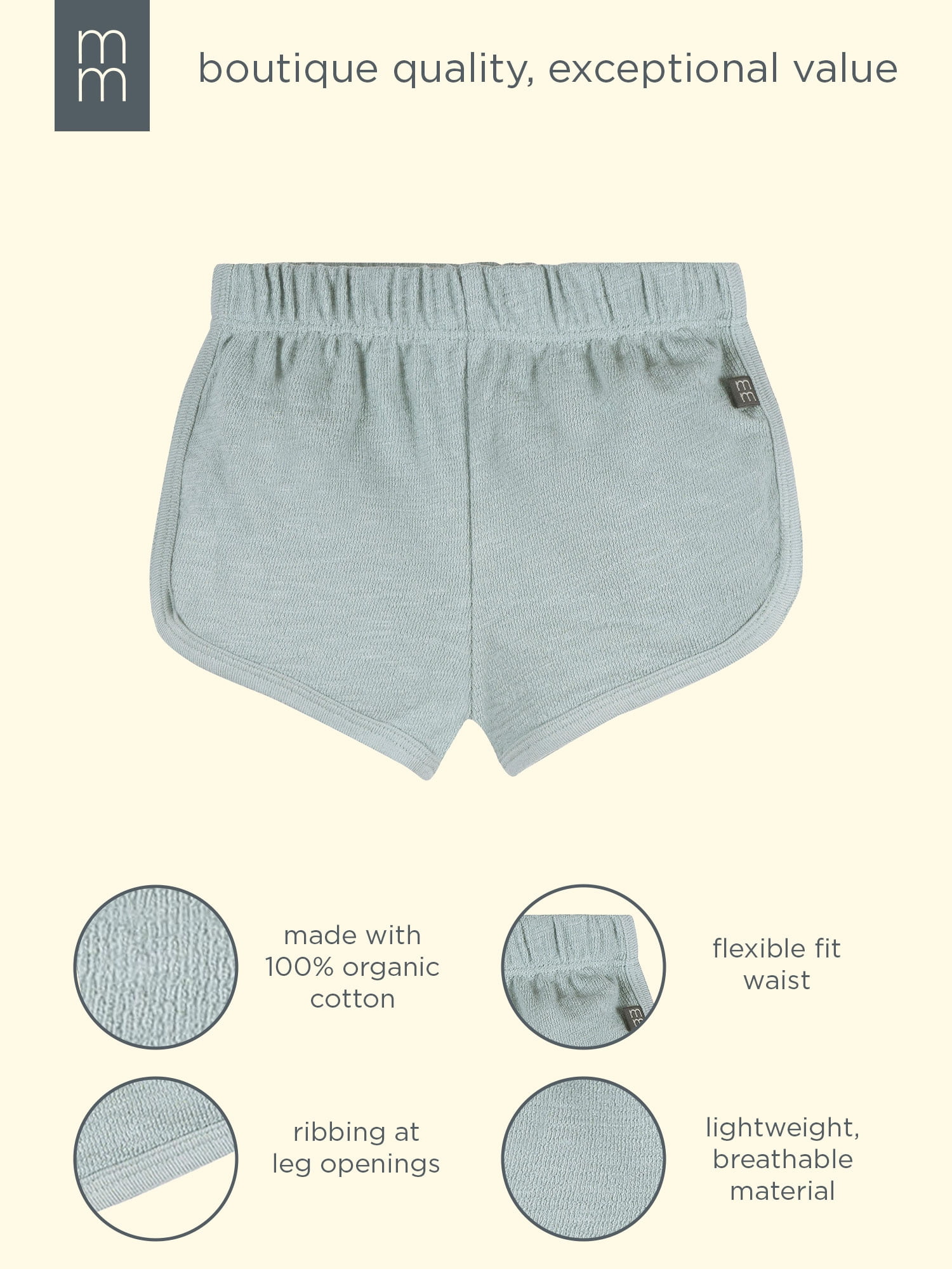 Modern Moments by Gerber Baby Boy Organic Shorts with Binding, Sizes 0/3 Months - 24 Months