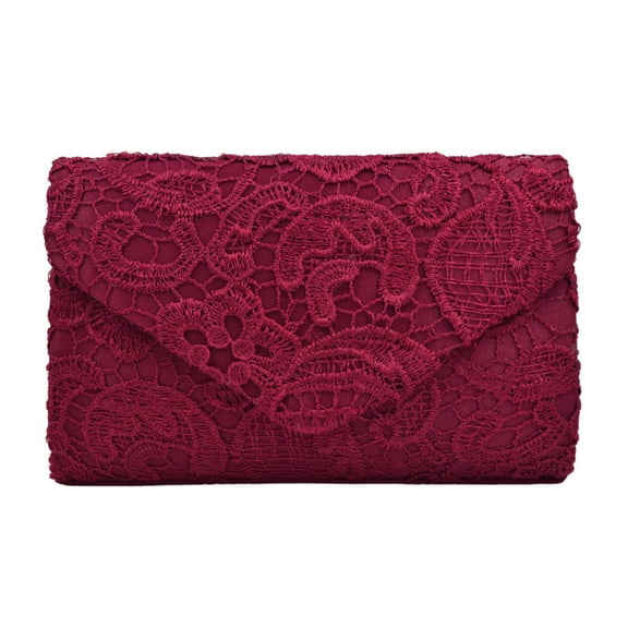 Premium Lace Paisley Floral Fabric Satin Envelope Flap Clutch Evening Bag