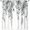 thumbnail image 5 of Grey Eucalyptus Botanical Leaves Floral Window Curtains Watercolor Black White Flower Plant Wildflower Farmhouse Curtain Drapes Herb Curtains for Bedroom Living Room Treatment 52Wx84H Inch, 5 of 6