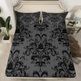 thumbnail image 2 of jejeloiu Gothic Damask Floral Queen Sheet Sets,Bohemian Exotic Style Flat Sheet,Halloween Spooky Castle Queen Fitted Sheet For Adult,Ultra Soft Home Decor,4pcs, 2 of 7