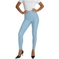 thumbnail image 2 of ZHYou Womens Leggings Jeans Slim Fit Elastic High Waist Tummy Control Skinny Pull On Demin Pants,Light Blue,Size L, 2 of 9