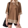thumbnail image 5 of Women's Summer Short Sleeve Crewneck T-Shirts Tops Blouses Oversized Loose Fit Solid Color Basic Tee Casual Daily Wear Vacation Beach Streetwear Fashion Essential Gift for Women, 5 of 9