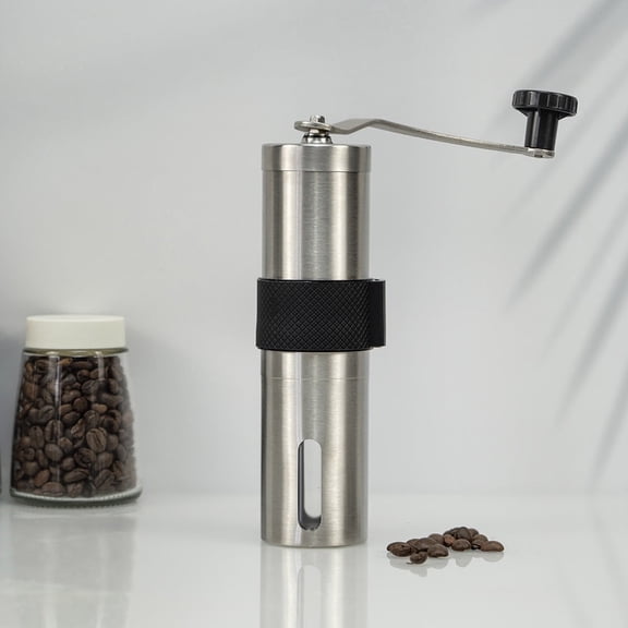 Manual Ceramic Burr Coffee Grinder, Adjustable Portable Hand Crank Mill, Stainless Steel Coffee Grinder with Silicone Sleeve & Detachable Handle for Travel Camping Home Office Espresso