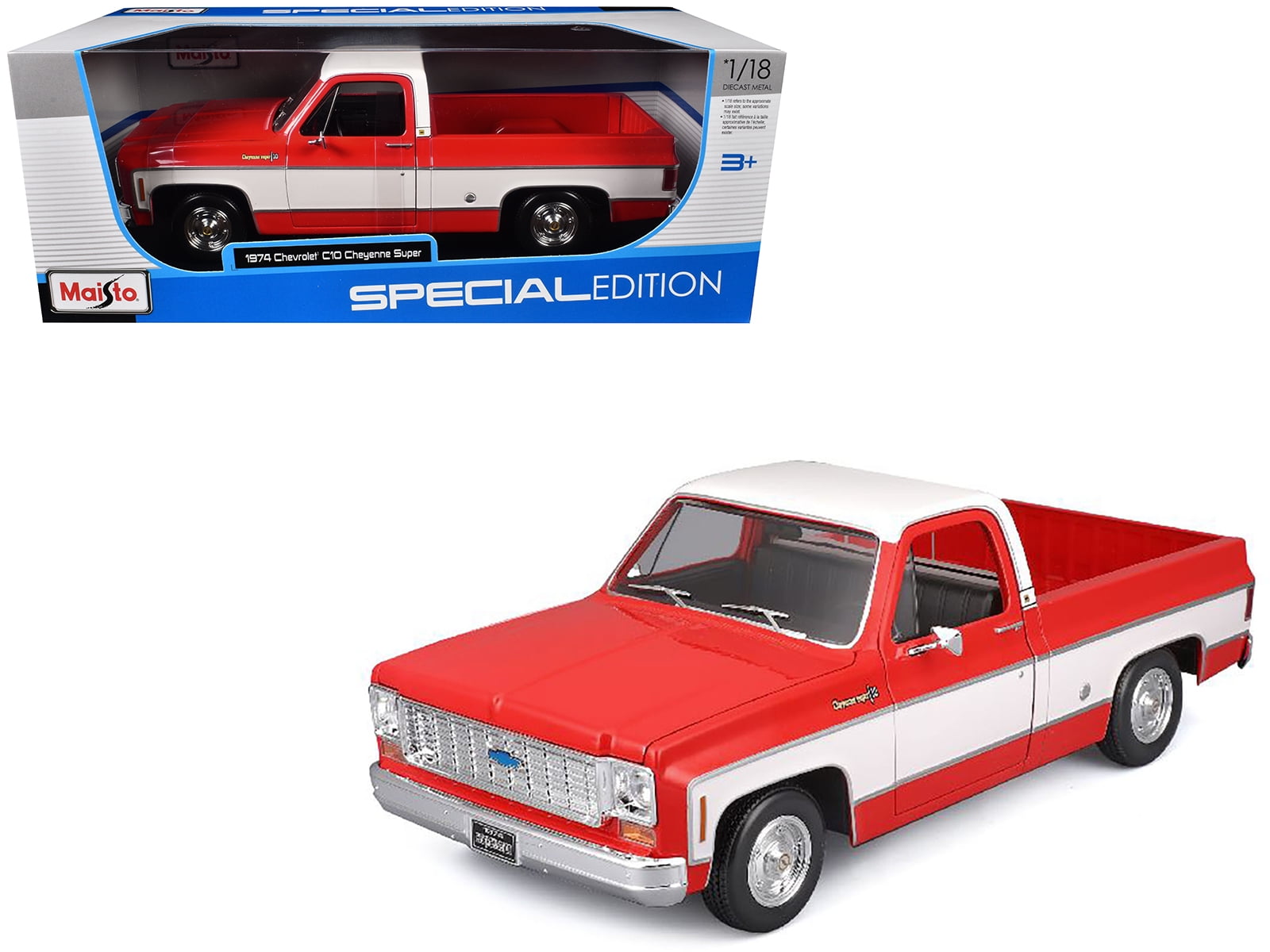 1974 Chevrolet C10 Cheyenne Super Blue & White 1:18 Die Cast