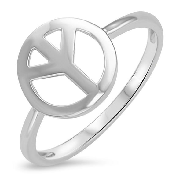 Sterling Silver 925 Peace Sign Symbol Ring