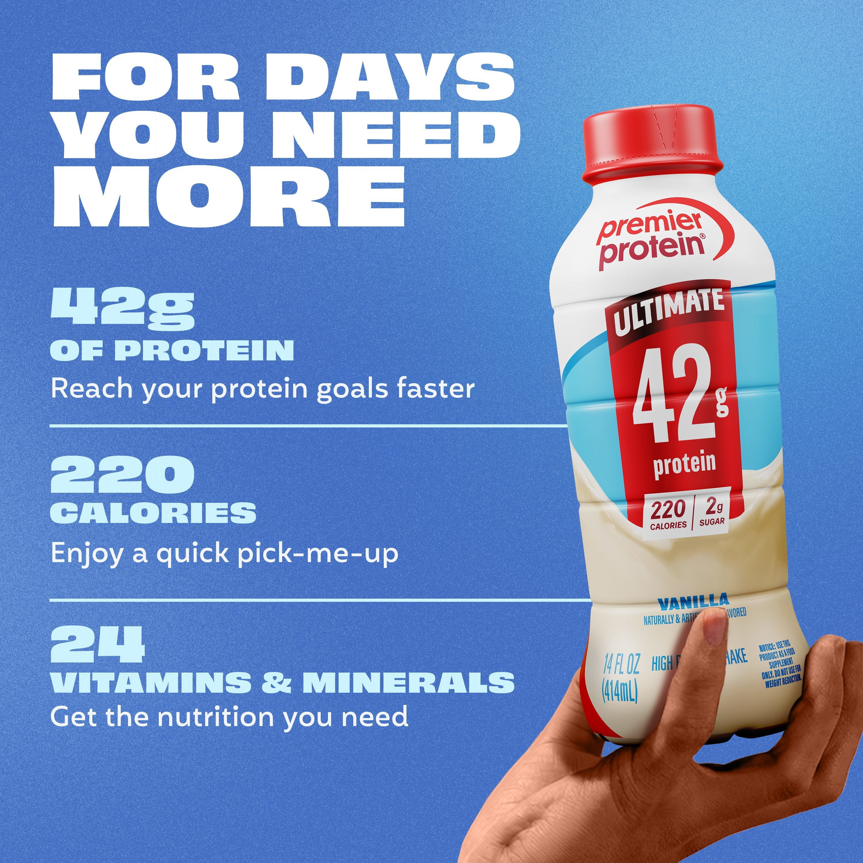 Premier Protein, Ultimate 42g Protein Shake, Vanilla, 14 Fl Oz, 4 Ct