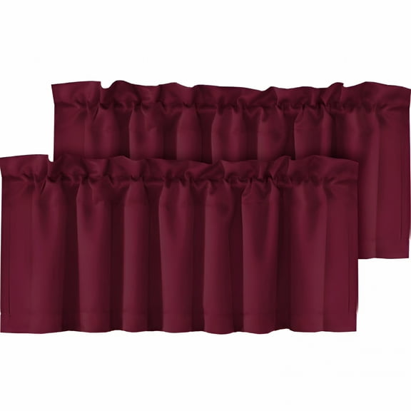 AUQ 2Pcs Panels Blackout Curtain Valances for Kitchen Windows/Bathroom/Living Room/Bedroom Privacy Decorative Rod Pocket Short Window Valance Curtains