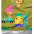 thumbnail image 1 of Soimoi Green Poly Georgette Fabric Beech & Fun Party Printed Fabric 1 Yard 42 Inch Wide, 1 of 5