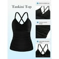 thumbnail image 3 of RELLECIGA Women's Twist Front Ruched Bathing Suits V-Neck Tummy Control Tankini Top with Board Shorts, 3 of 9