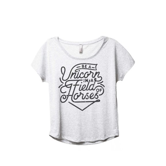 Be A Unicorn In A Field Of Horses Women's Fashion Slouchy Dolman T-Shirt Tee Heather White 3X-Large