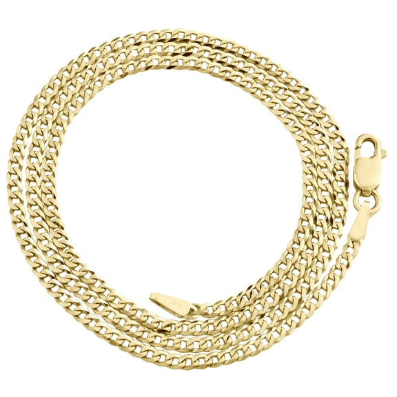 14K Yellow Gold 2mm Solid Plain Curb Cuban Chain Link Necklace 16 Inches