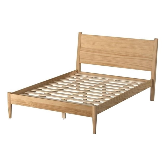 Pemberly Row 80"W Mid-Century Wood King Size Panel Bed Oak Finish
