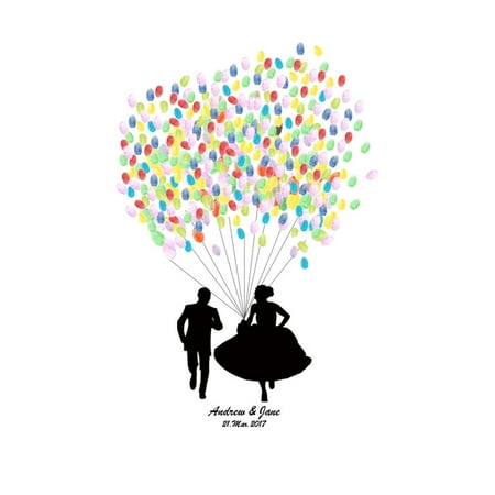 

Thinsont Couple Running Balloon Design Wedding Fingerprint Tree DIY Anniversary Fingertip Painting