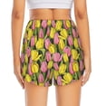 thumbnail image 4 of Uemuo Tulips Flowers Pattern Women's Athletic Shorts High Waisted Running Shorts with Liner Pockets Gym Elastic Workout Shorts-X-Large, 4 of 9