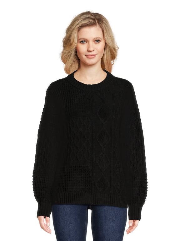 Women's Mixed Stitch Sweater, Midweight, Sizes XS-XXXL