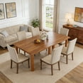 thumbnail image 5 of Fnova 39.4" Square Farmhouse Dining Table, Wood Coffee Table for 4 People, Modern Kitchen Table for Dining Room, Brown (Chairs Not Included), 5 of 16