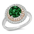 thumbnail image 2 of 2.6 ct Round Cut Simulated Emerald Halo Engagement Ring for Women in 18K White/Rose Gold, 2 of 2