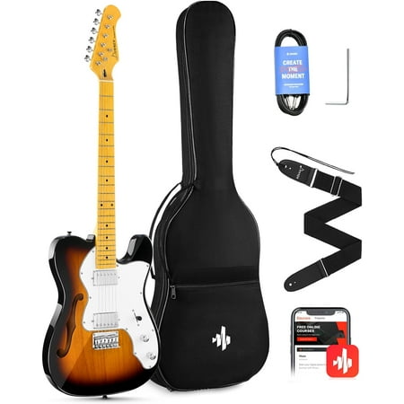 Donner Adult 39" Jazz Electric Guitar Thin line F Hole Beginner Full Size, Sunburst,DJC-1000S