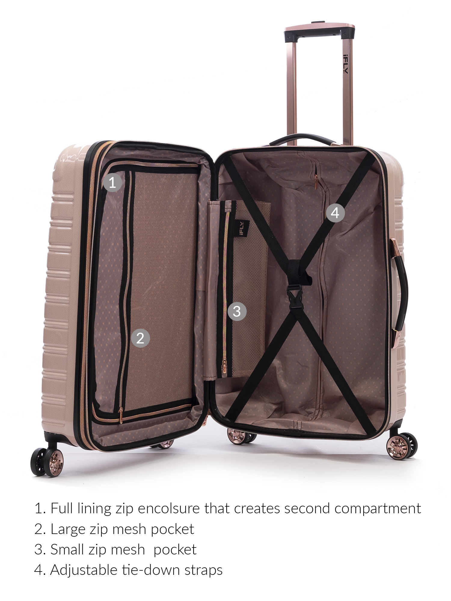iFLY Hardside Luggage Fibertech 20 Inch Carry-on, Blush/Rose Gold - image 4 of 8