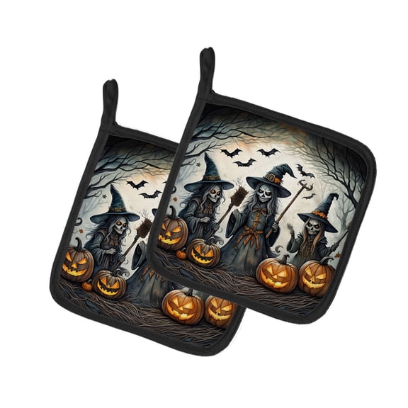 Halloween Pair of Pot Holders 7.5x7.5 Inch Heat Resistant Kitchen Decor