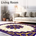 thumbnail image 2 of ODIKA 4'x6' Machine Washable Non-Slip Area Rug, Medallion Shag with Intricate Boho Floral Motifs High Traffic Rug with Pad, Blue, 614351, 2 of 8