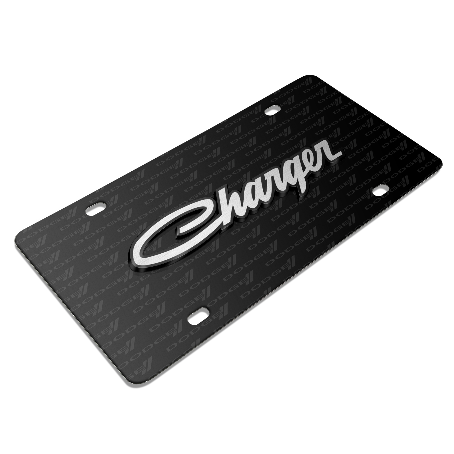 Dodge Charger Classic 3D Logo on Logo Pattern Black Aluminum License Plate - image 3 of 6